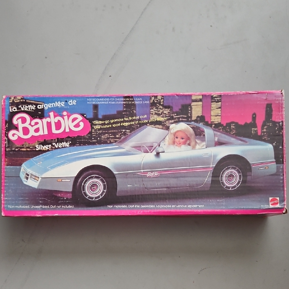 Barbie Silver Convertible Doll Car Pink Accents AS IS